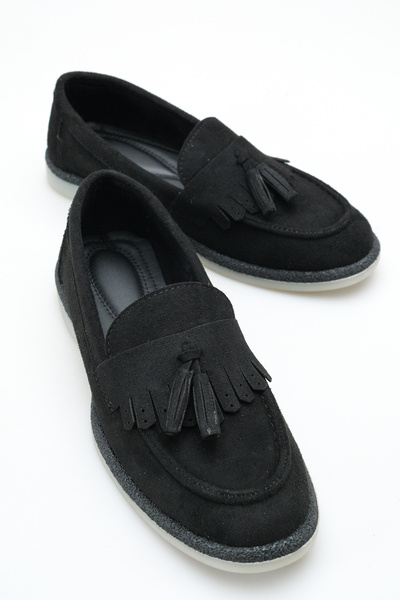 Solo Bag Loafer din piele intoarsa cu ciucuri pentru femei, cu talpa conforta...