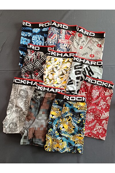 rockhard طقم بوكسر رجالي من القطن الممشط بنقشات متنوعة مكون من 10 قطع