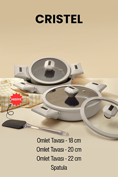 Gigilli Cristel 6 Piece Titanium Pan Set Cream (with Silicone Spatula Gift)