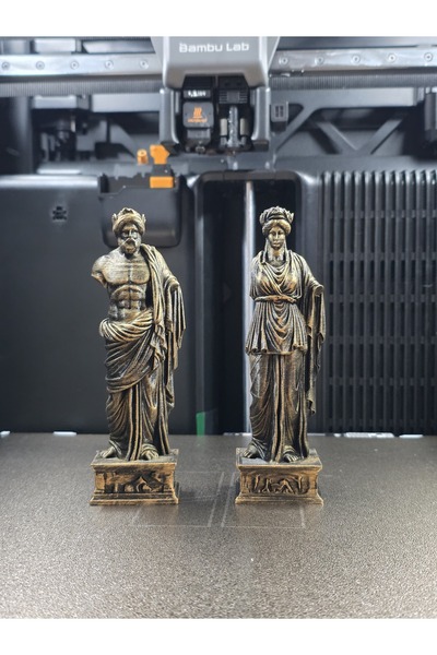 Pilovestik 2'li Antik Yunan Heykel Seti - 20 cm Dekoratif Büst Biblo - Altın ...