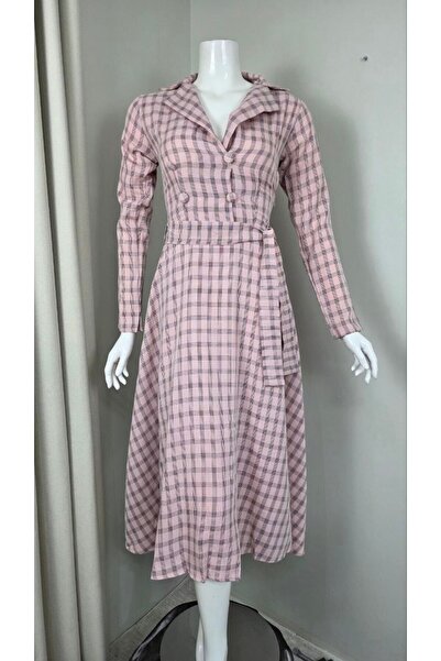 LEVAR Midi dress with a plaid pattern