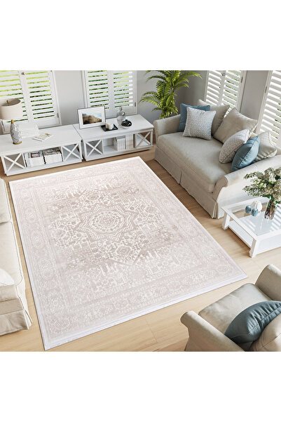 CELİVA HOME CONCEPT Krem-Bej Oriental Medallion Halı–2026 Sıcak Nötr&Vintage ...