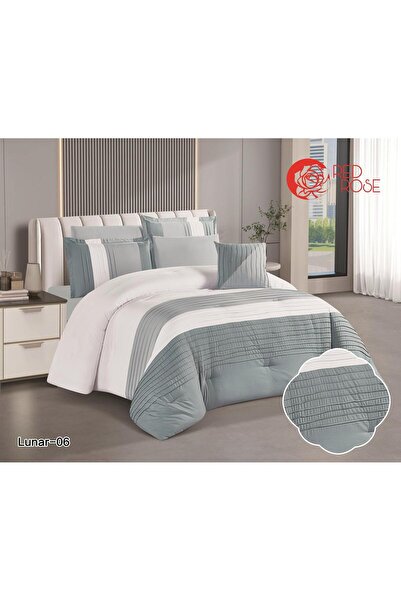 Red Rose Lunar Modern Design Microfiber Duvet(7 Pieces) - Striped - Double Si...