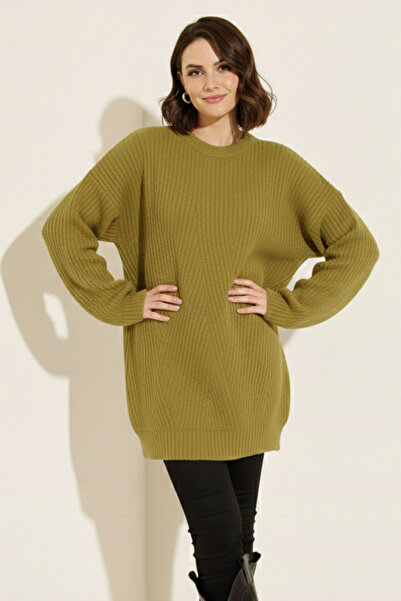 benguen Self-Patterned Knitwear Tunic R4444 Oil Green