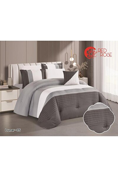 Red Rose Lunar Modern Design Microfiber Duvet(5 Pieces) - Striped - Single an...