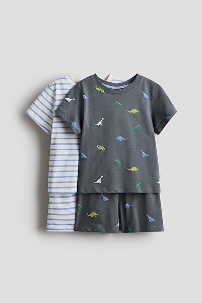 H&M 2'li Pamuklu ve Baskılı Pijama Takımı