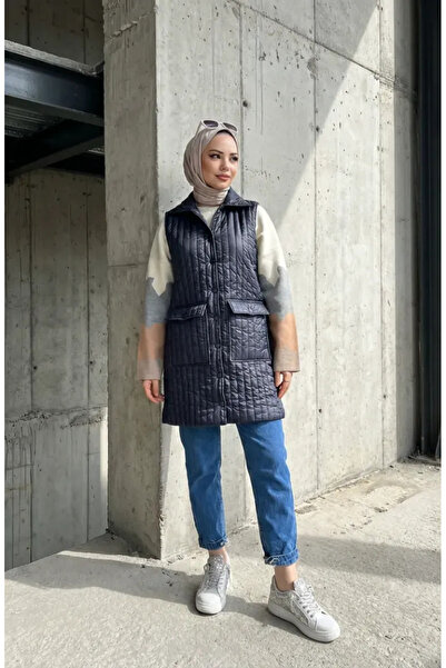 sefamerve Quilted Vest 71152-07 Navy Blue