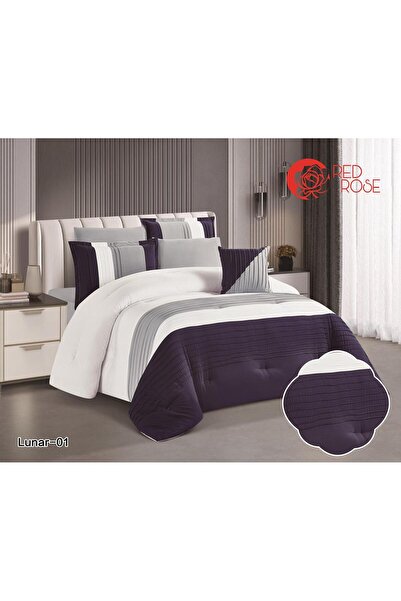 Red Rose Lunar Modern Design Microfiber Duvet(5 Pieces) - Striped - Single an...