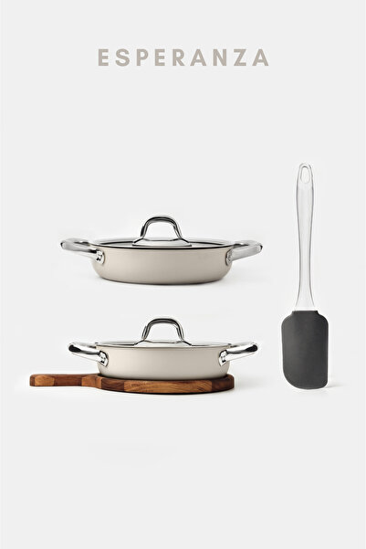 Gigilli Esperanza 5 Piece Titanium Pan Set Cream (with Silicone Spatula Gift)