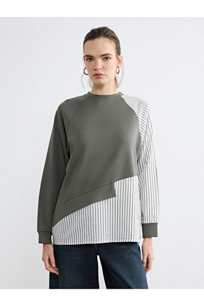 LC Waikiki Özmarka New Season Crew Neck Striped Women's Sweatshirt Tunic