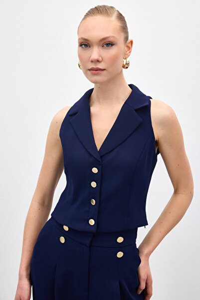 Sateen Vestă Eva - Albastru Marin