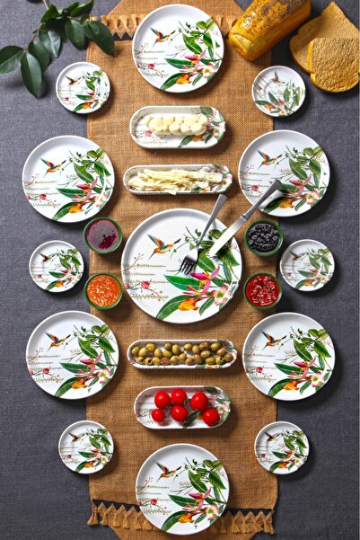 Erbaşlar Love Garden Çiçek Desenli 21 Parça 6 Kişilik Kahvaltı Takımı, Kahval...