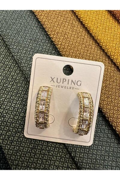 MU&ME BOUTİQUE Half-Hoop Earrings with Stones (Xuping)