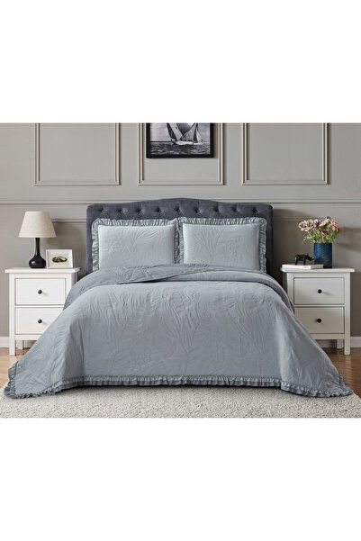 Valensi Home Madrid Çift Kişilik Yatak Örtüsü - Gri