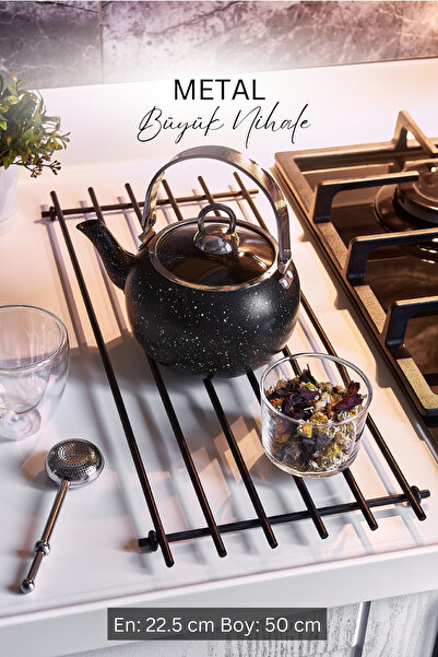 Empressco Paslanmaz Siyah Metal Büyük Mutfak Nihali, Isıya Dayanaklı Tezgah K...