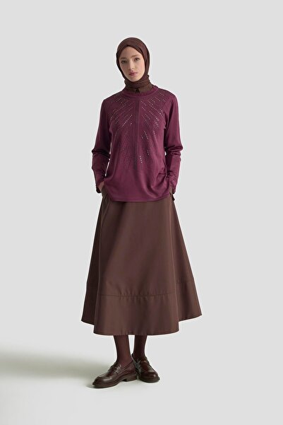 Armine TREND Taş Baskılı Triko Tunik Mürdüm 25YTD4126