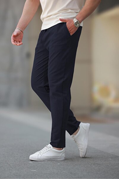 Madmext Navy Blue Regular Fit Men's Trousers E6572