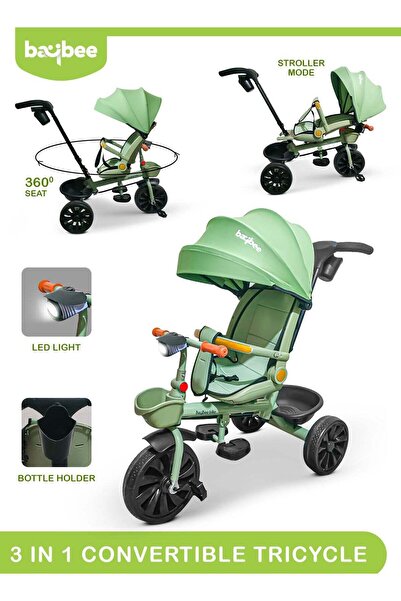 BAYBEE 3 in 1 Baby Tricycle for Kids, Baby Cycle with Parental Push Handle, C...