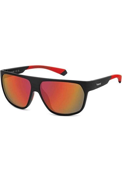 Polaroid PLD 7053/S Sport Shield Polarized Sunglasses - Matte Black/Red Mirro...