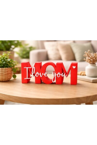 OEM 3D decorative figurine "MOM: I Love You", red with white, Mother's Day, M...