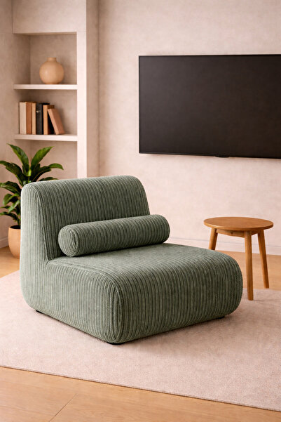 tıklasepetim Modern Berjer Minimal Tekli Koltuk Yumuşak Dokulu Kumaş