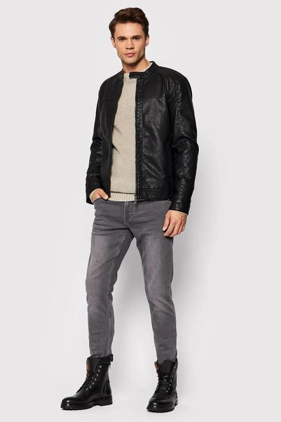 Only & Sons Geaca de piele neagra pentru barbati 22012339 blk