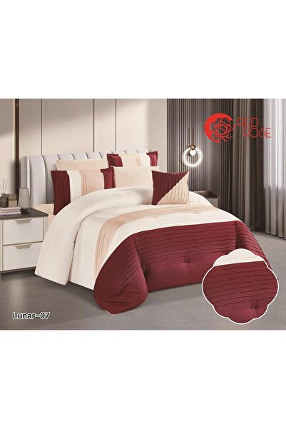 Red Rose Lunar Modern Design Microfiber Duvet(5 Pieces) - Striped - Single an...