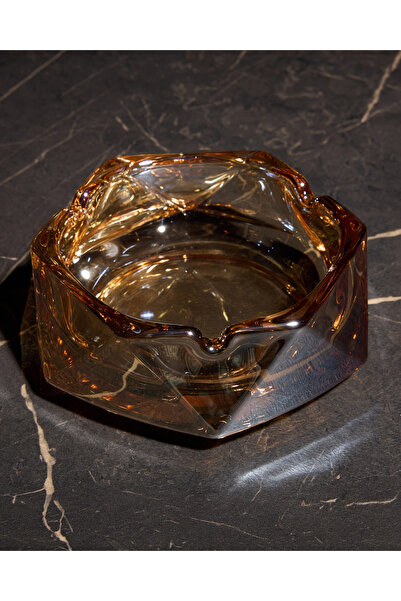ofisbura Mono Prime Crystal Ashtray |   Smoked Glass |   Geometric Modern Des...