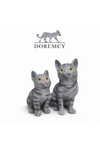 Doremcy Sevimli Kedi Biblo 2’li Set Polyester Dekoratif Ev Salon Hediye Figür...