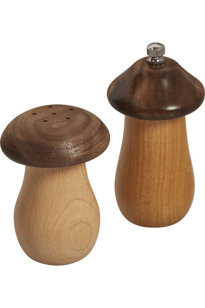 Carrefour Home Set of 2 Carrefour Home grinders, mushroom shape, wood, Beige