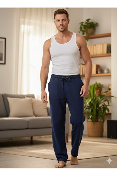 sleeproom Men's Navy Blue Fleece Sweatpants