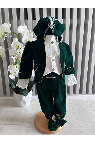 Inovius Costum botez print, verde - DPH336 - Marime: 3 luni