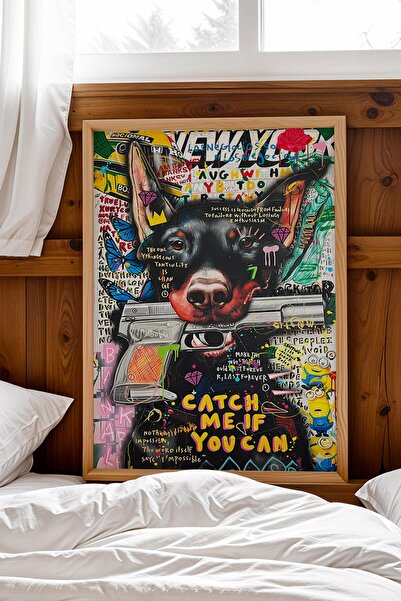 Saturn Catch Me if You Can Framed Painting Doberman Gangsta Gift for Doberman...