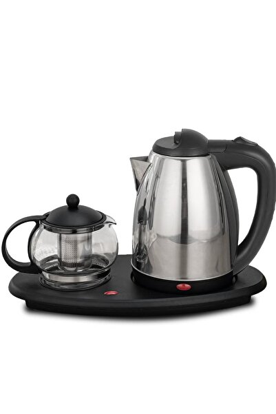 Denx غلاية كهربائية زجاجية DX1788 بقوة 1800 واط وسعة 2 لتر مع إبريق شاي سعة 1...