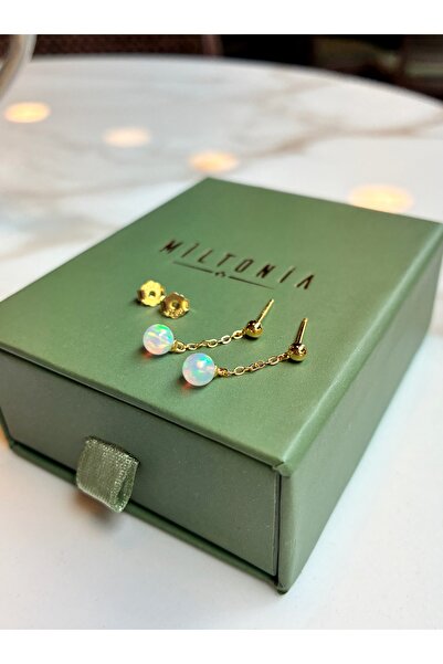 Miltonia Aurora Opal Zincirli 925 Ayar Gümüş Küpe