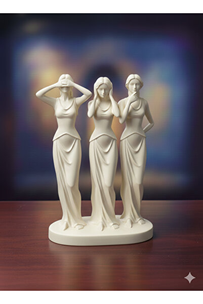 Pilovestik Görmedim Duymadım Bilmiyorum Kadın Figür Heykel Dekoratif Obje - B...