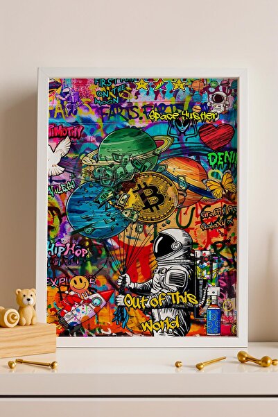 Saturn Astronaut Planets Bitcoin Framed Artwork Special Gift for Crypto Inves...