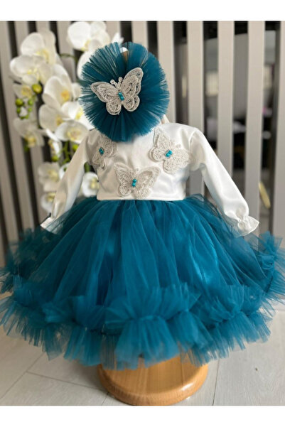 Inovius Rochita Botez Ann, Fluturi, Turcoaz si Alb - DPH67 - Marime: 0-3 Luni...