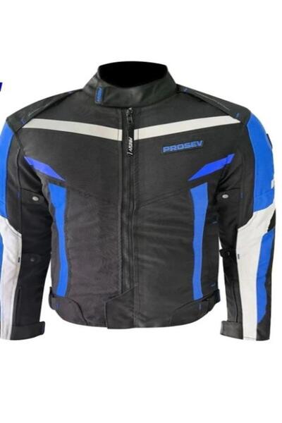 JK - 4 MEVSİM ERKEK MAVİ MOTOSİKLET MOTORCU MONTU