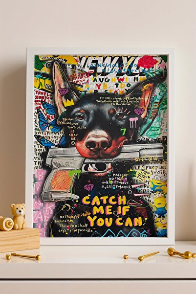 Saturn Catch Me if You Can Framed Painting Doberman Gangsta Gift for Doberman...