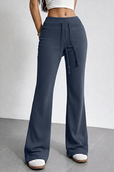 GHASSY CO. Women's Cotton High Waist Ultra Stretchy Lace-Up Wide Spanish Leg ...