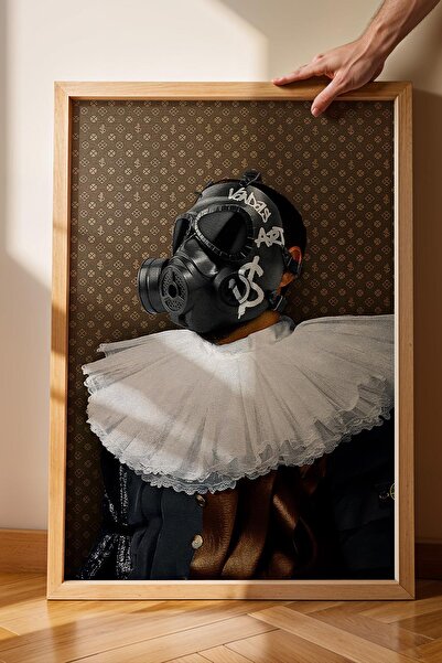 Saturn Pictură înrămată cu portret vandalic Graffiti Mască de gaz Cameră pent...