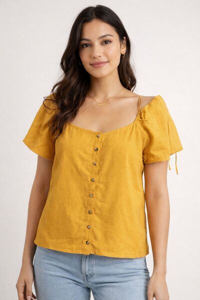 Gönülden Tasarım Yellow Buttoned Women's Shirt Size L