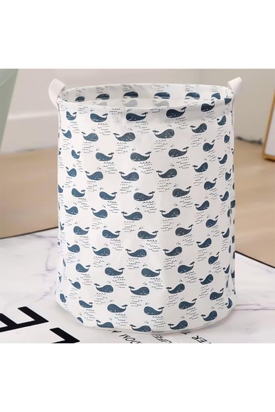 Thirty Three Design Foldable storage basket, 100% Cotton, with handles, cylin...