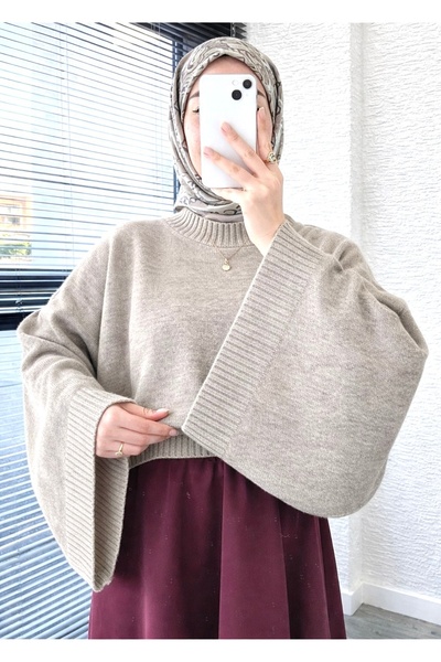 MELEK ARAZ Women's Bat Sleeve Oversize Knitwear Sweater