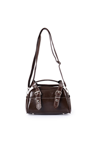 GLONDY Serra Faux Leather Belt Buckle Detail Women's Hand and Shoulder Bag Brown