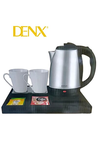 Denx طقم غلاية كهربائية DX2098 سعة 1.8 لتر بقوة 1500 واط مع كوبين سيراميك، قا...