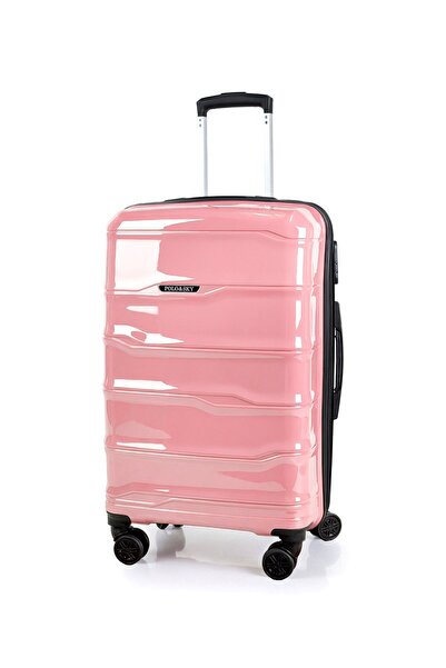 POLO&SKY Azra Model Pudra Pembesi PP Polipropilen Kırılmaz Orta Boy Valiz Bavul