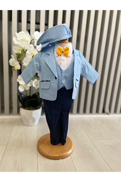 Inovius Βαμβάκι κοστούμι βάπτισης 5 τεμαχίων, γαλάζιο - DPH368 - Μέγεθος: 6-9...