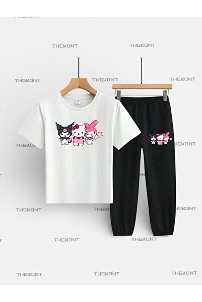 THEKONT HELLO-KIROMİ-SET PENTRU COPII CU ȘAPCĂ ROZ ȘI IMPRIMAT (TRICOU-ȘI PAN...